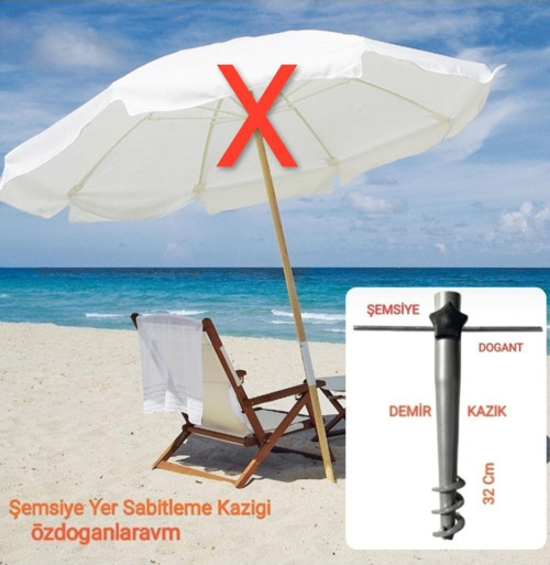 Şemsiye Çadır Bahçe Plaj Yer Sabitleme 32 Cm Demir Kazıgı Sabitleme
