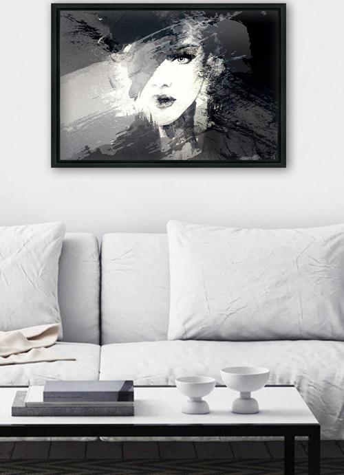 Siyah L Çerçeve Kanvas Tablo 105x145 cm