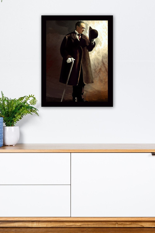 Siyah Çerçeveli Atatürk Tablosu 55 cm x 75 cm