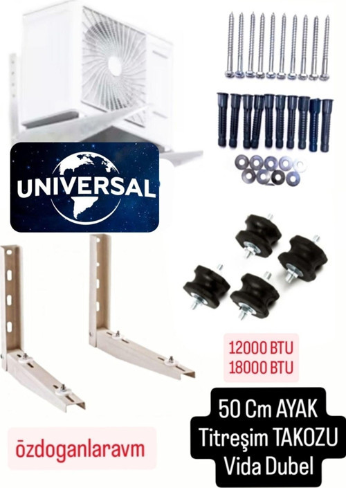 Unıversal Klima Dış Ünite Montaj Konsol Klima 50 Cm Ayak +Titreşim Takozu +Vida Dubel