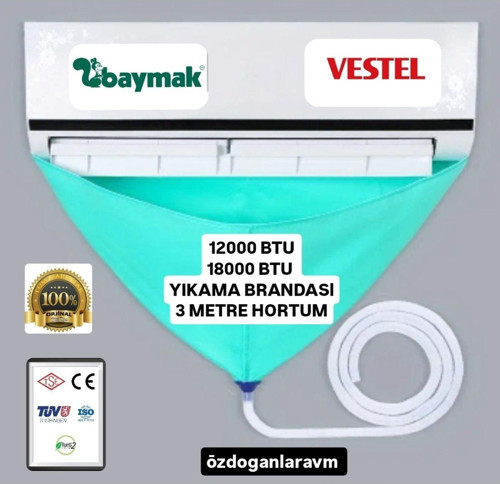 Xxl Klima Temizleme Brandası 3 Metre Hortumu 12000 Ve 18000 Btu Klimalar