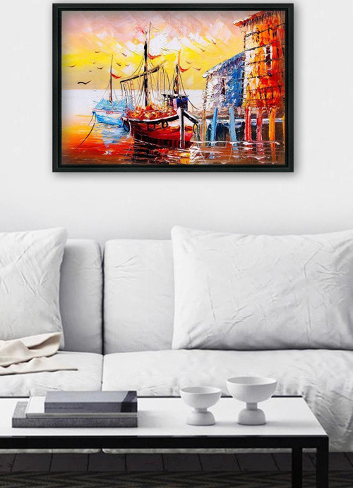 Siyah L Çerçeve Kanvas Tablo 75x105 cm
