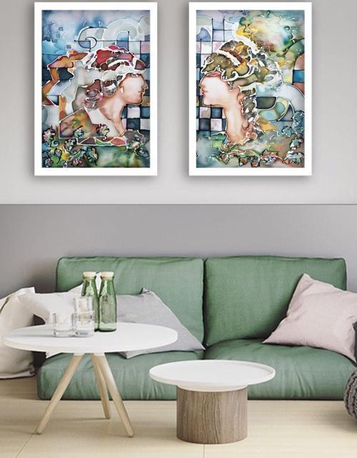 2 Parçalı Çerçeveli Tablo Set