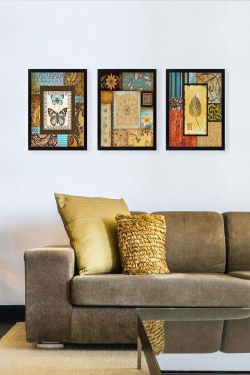 Siyah Çerçeveli 3 Parçalı Set Tablo 24 cmx29 cm