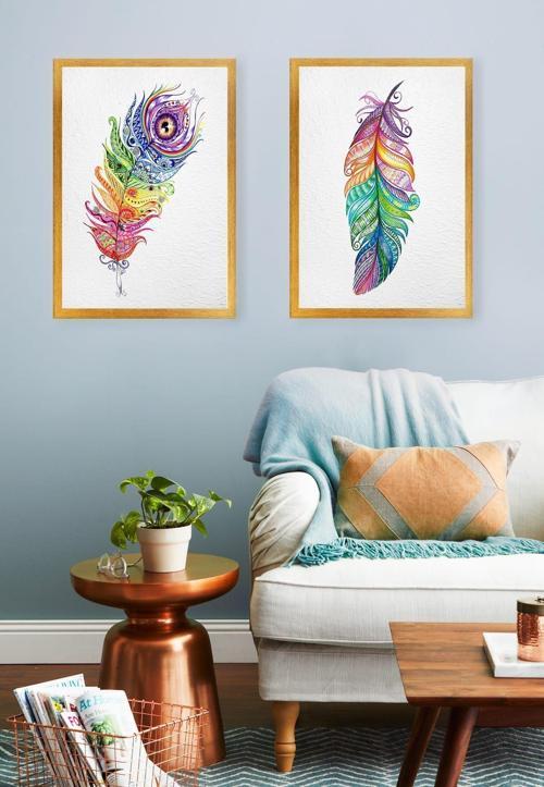 Beyaz Çerçeveli 2 Parçalı Set Tablo 34 cmx44 cm