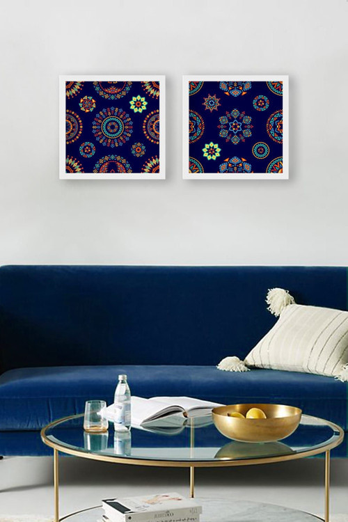 Beyaz Çerçeveli 2 Parçalı Set Tablo 34 cmx34 cm