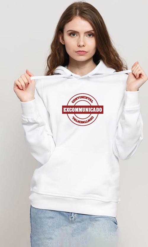 John Wick Continental Excommunicado Beyaz Kadın 3ip Kapşonlu Sweatshirt