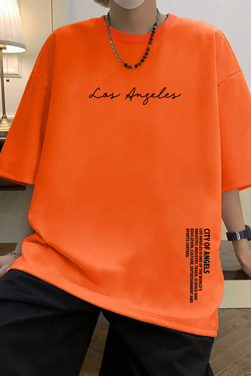 Erkek Los Angles Baskılı Oversize Tshirt