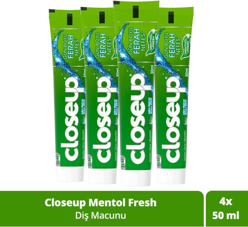 Diş Macunu Menthol Fresh Ağız Bakım Suyu Etkili 50 Ml X4 Adet
