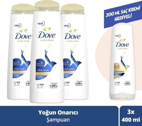 Ultra Care Saç Bakım Şampuanı Yoğun Onarıcı Yıpranmış Saçlar 400 Ml X3