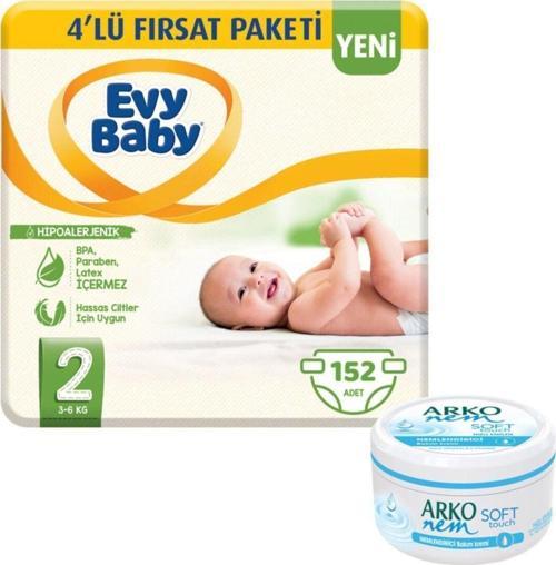 Bebek Bezi 2 Beden Mini 4'Lü Fırsat Paketi 152 Adet+Soft Touch Krem Hediyeli