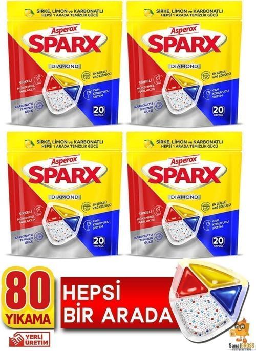 Sparx Bulaşık Makinesi Kapsülü 20'Li X 4 Paket (80 Yıkama)