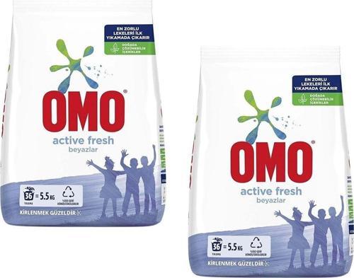 Active Fresh Beyazlar İçin Toz Çamaşır Deterjanı 5.5 Kg 2 Adet
