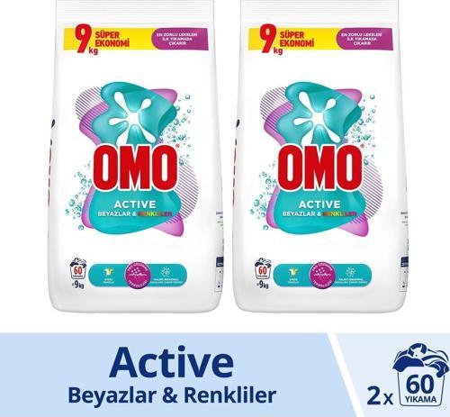 Active Toz Çamaşır Deterjanı Beyazlar Ve Renkliler 9 Kg X2