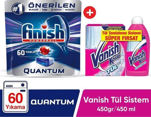 Quantum 60 Tablet Makine Deterjanı + Vanish Kosla Tül Temizleyici Toz 450 Gr + Tül Parlatıcı 500 Ml