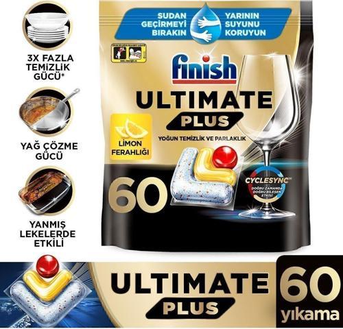 Ultimate Plus Hepsi Bir Arada Bulaşık Makinesi Deterjanı  Kapsül Tablet Limon 60 Adet