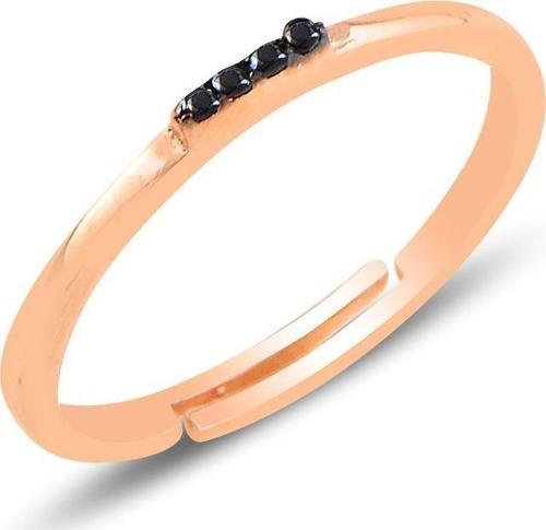 Gümüş rose siyah taşlı ayarlamalı elegant gümüş yüzük [barcode]