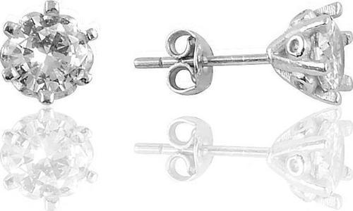 Gümüş rodyumlu  pırlanta modeli tek taş küpe [barcode]