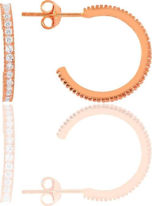 Gümüş rose  zirkon taşlı 19 mm tamtur halka küpe [barcode]