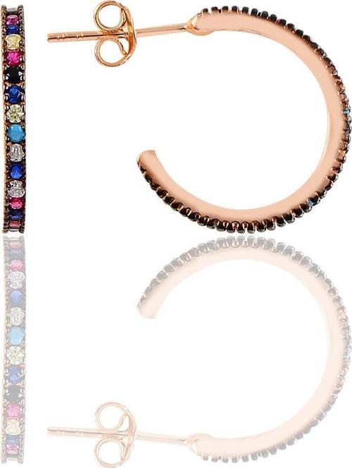 Gümüş rose renkli taşlı 19 mm tamtur halka küpe [barcode]