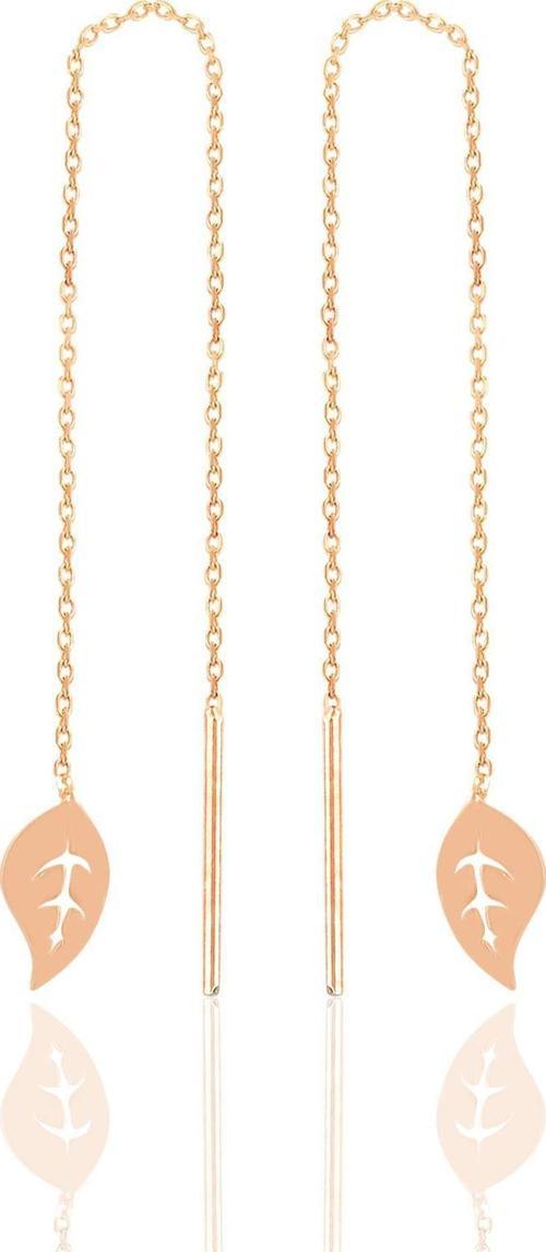 Gümüş rose yaprak modeli gümüş zincir küpe [barcode]