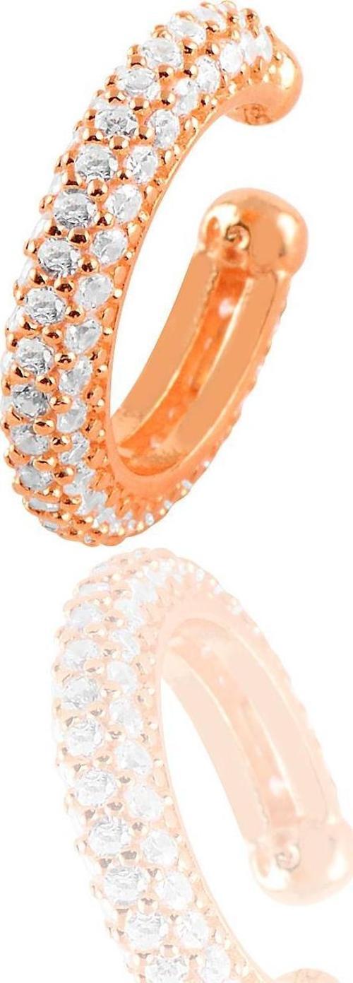 Gümüş rose zirkon taşlı kıkırdak küpe [barcode]