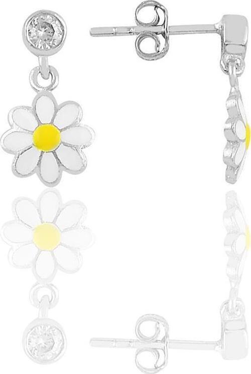 Gümüş taşlı  rodyumlu mineli papatya küpe [barcode]