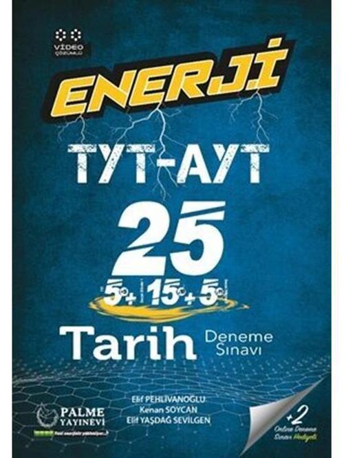 Palme Yks Tyt Ayt Enerji Tarih 25 Deneme Sınavı Video Çözümlü - Palme Yayınları