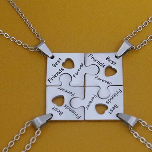 4 Lü Yapboz Best Friend Forever  Kalpli Kolye  Hediyelik Aksesuar Şık