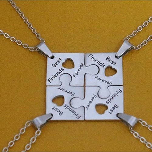 4 Lü Yapboz Best Friend Forever Kalpli Kolye Hediyelik Aksesuar Şık