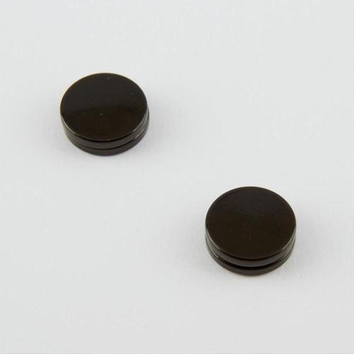 Kadın Siyah 1,2 cm Yuvarlak Figürlü Mıknatıslı Çelik Küpe