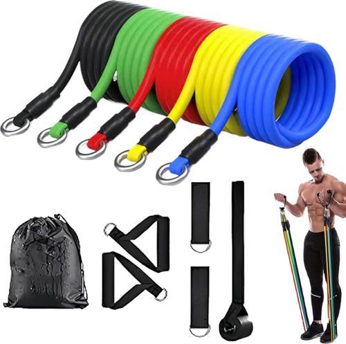 11 Parça Latex Direnç Lastiği Seti Yoga Pilates Fitness Egzersiz Direnç Bandı
