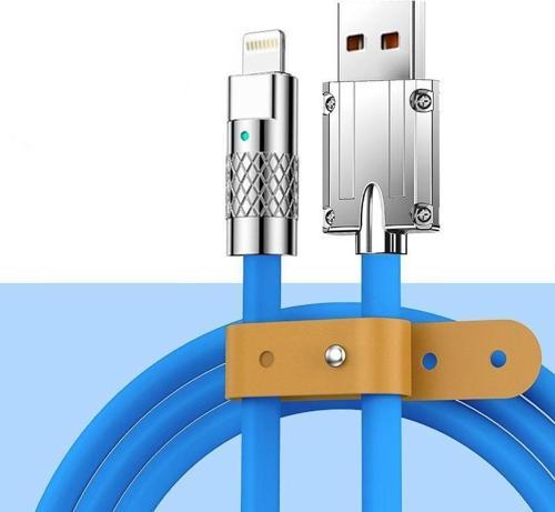 120W-M 6A Ios Apple Lightning Sıvı Silikon Data Hızlı Şarj Kablosu - Bakır Döşeme - Katlanmaz Kırılmaz Dayanıkl