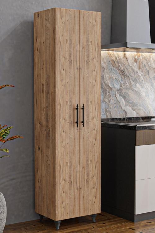 Ae-3085 Selen Çok Amaçlı Dolap 7 Raflı, 2 Kapaklı Mutfak Dolabı Kiler Dolabı Banyo Dolabı Çam