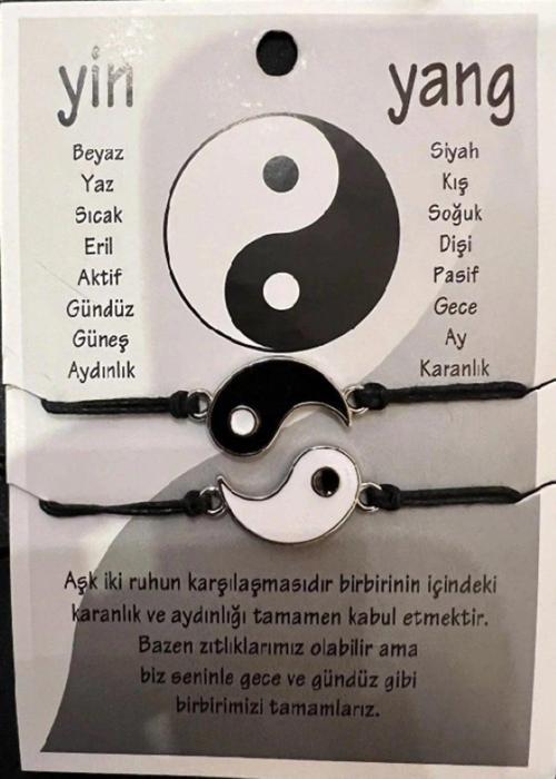 Ying Yang Hediyelik Çift Bileklik Sevgili Bilekliği 2 Adet