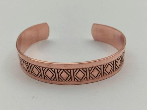Bakır Bileklik 1,5x17,5 Cm Kalemkar El Işlemesi Doğal Saf Bakır M6