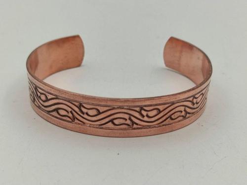 Bakır Bileklik 1,5x17,5 Cm Kalemkar El Işlemesi Doğal Saf Bakır M8