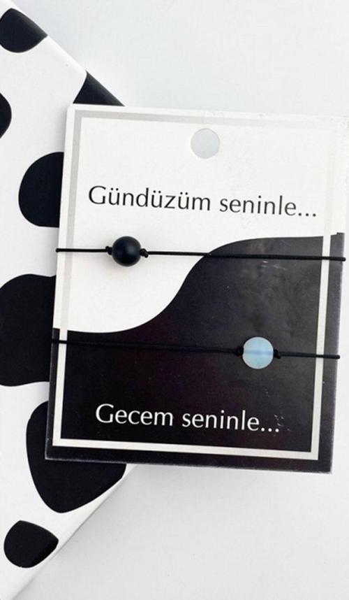 Gündüzüm Seninle Gecem Seninle Çift Bilekliği Aksesuar Şık Hediyelik Takı