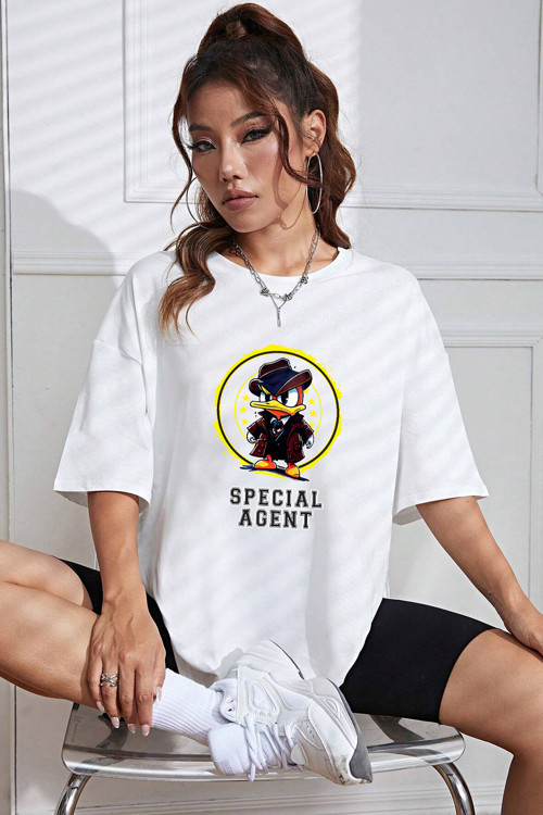 Unisex Special Agent Baskılı Oversize Tshirt