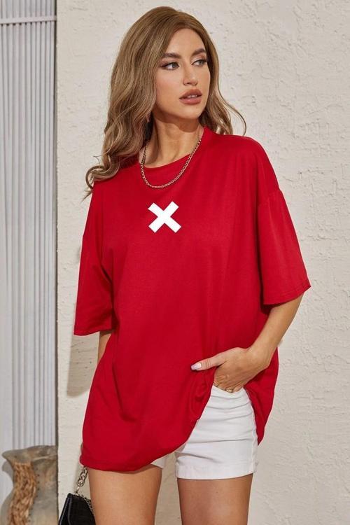 Unisex X Baskılı T-shirt