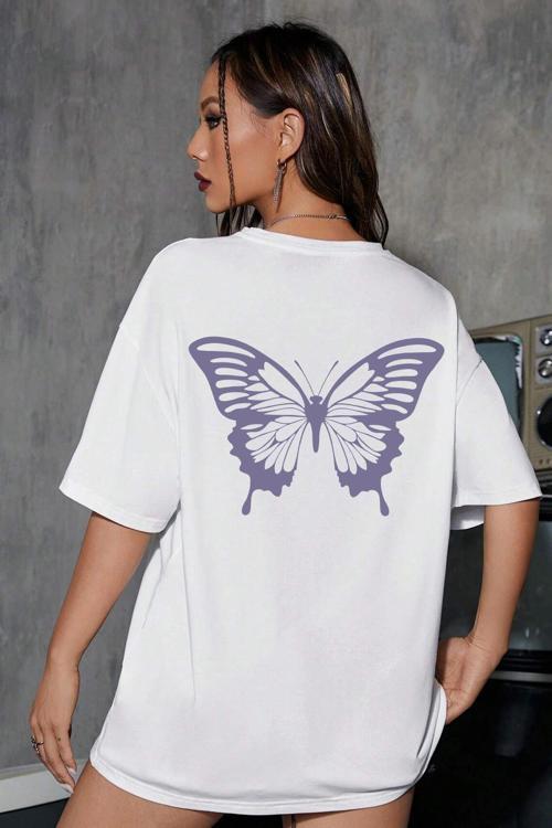 Unisex Butterfly Baskılı T-shirt