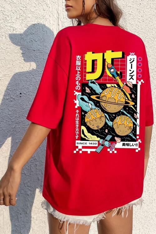 Unisex Tokoyaki  Baskılı T-shirt