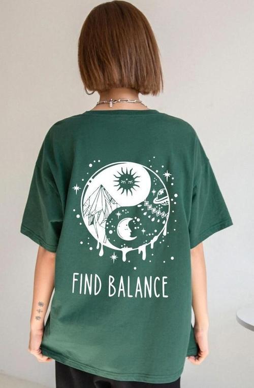 Unisex Yin & Yang Baskılı T-shirt