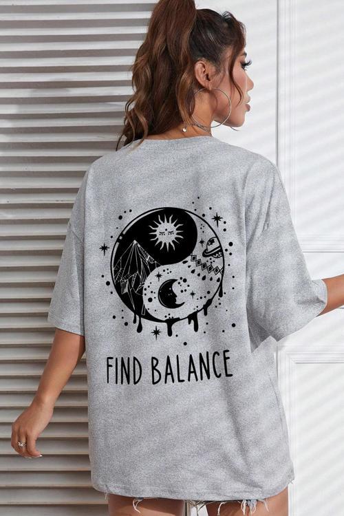 Unisex Yin & Yang Baskılı T-shirt