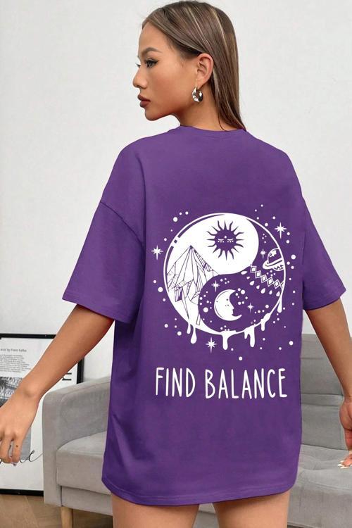 Unisex Yin & Yang Baskılı T-shirt