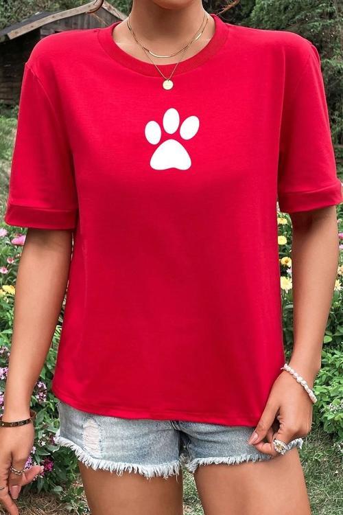 Unisex Paw Baskılı T-shirt