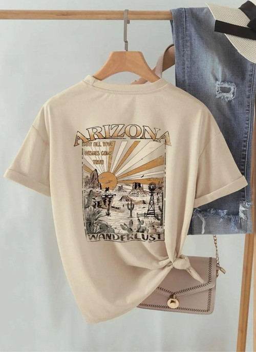 Unisex Sırt Baskılı Arizona Oversize Tshirt
