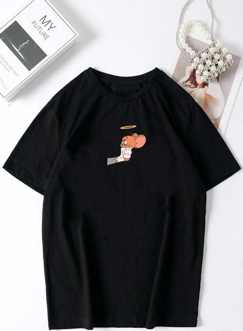 Birbirini Tamamlayan Baskılı Unisex Oversize Tshirt