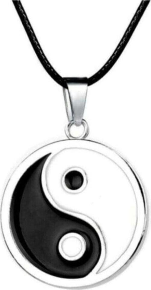 Ying Yang Madalyon Suni Deri Ipli Metal Kolye