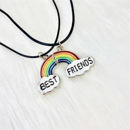 Gökkuşağı Rengsrenk Renkli Best Friends Kolye Bff Ikili Arkadaşlık Kolyesi